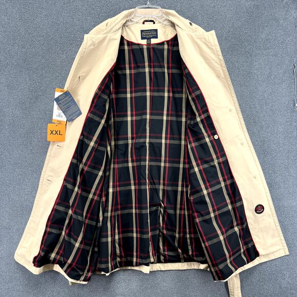 Pendleton Trench Coat Womens XXL Classic Tan Beige Plaid Lining Belted Buttons - Picture 5 of 16